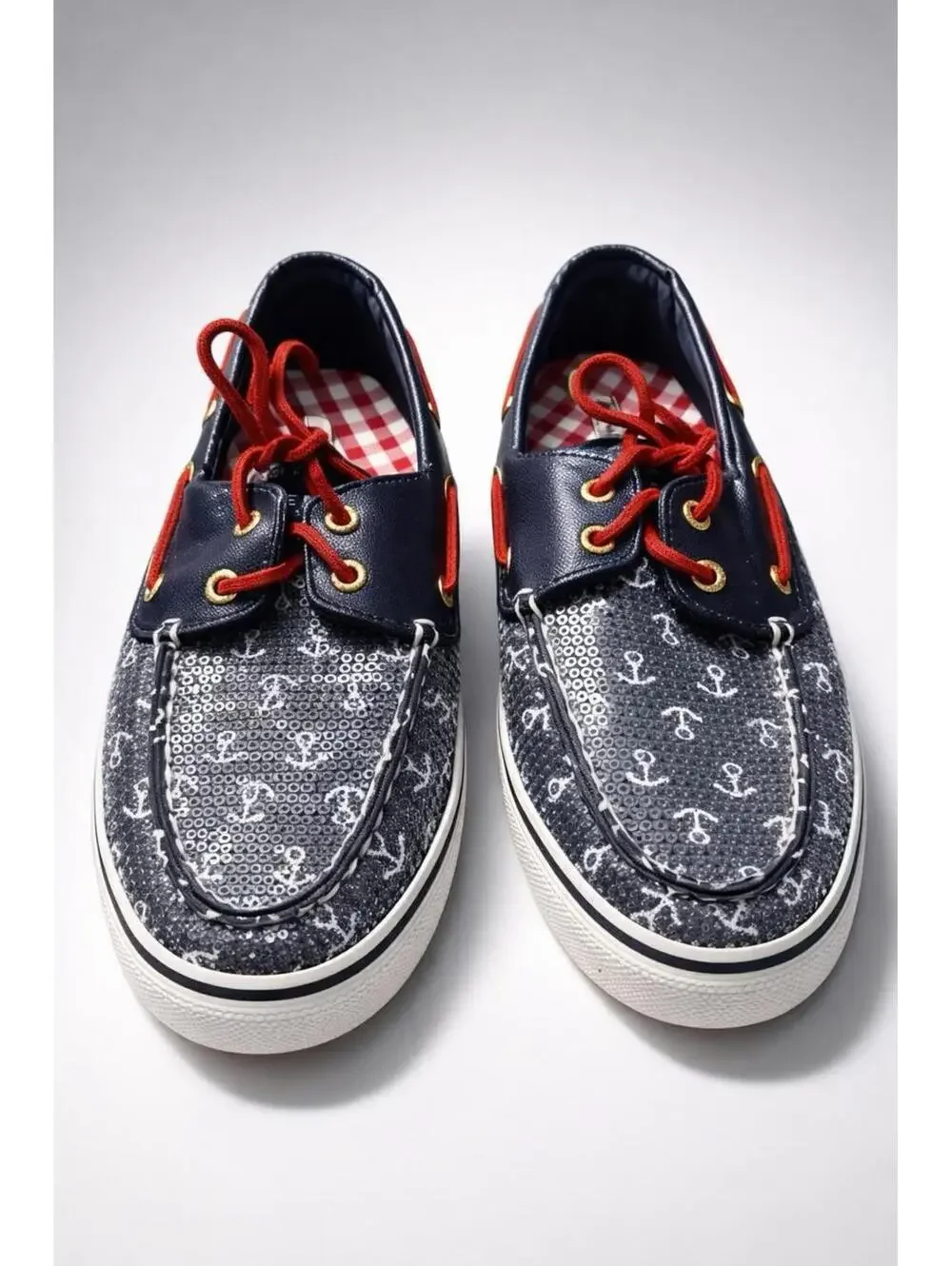 Sperry Top-Sider Navy White Anchor Print Boat Shoes Size 7